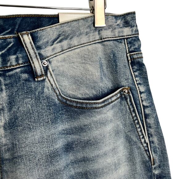 NWT mnml X514 Skinny Stacked Denim Medium Blue Flare Jeans Bootcut Bell Size 34 - Picture 6 of 13